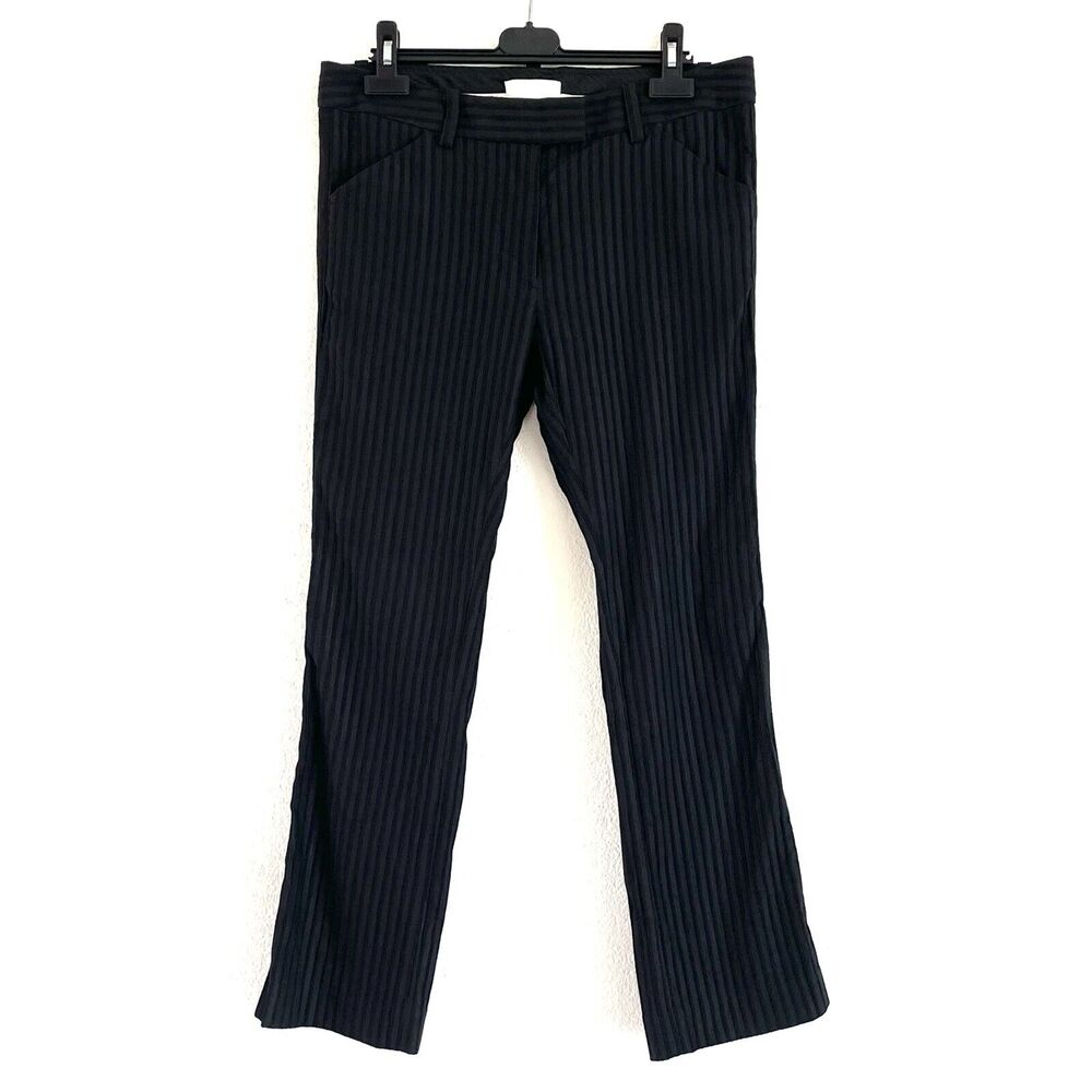 3.1 Phillip Lim Women’s Black Textured Striped Pants Straight Leg